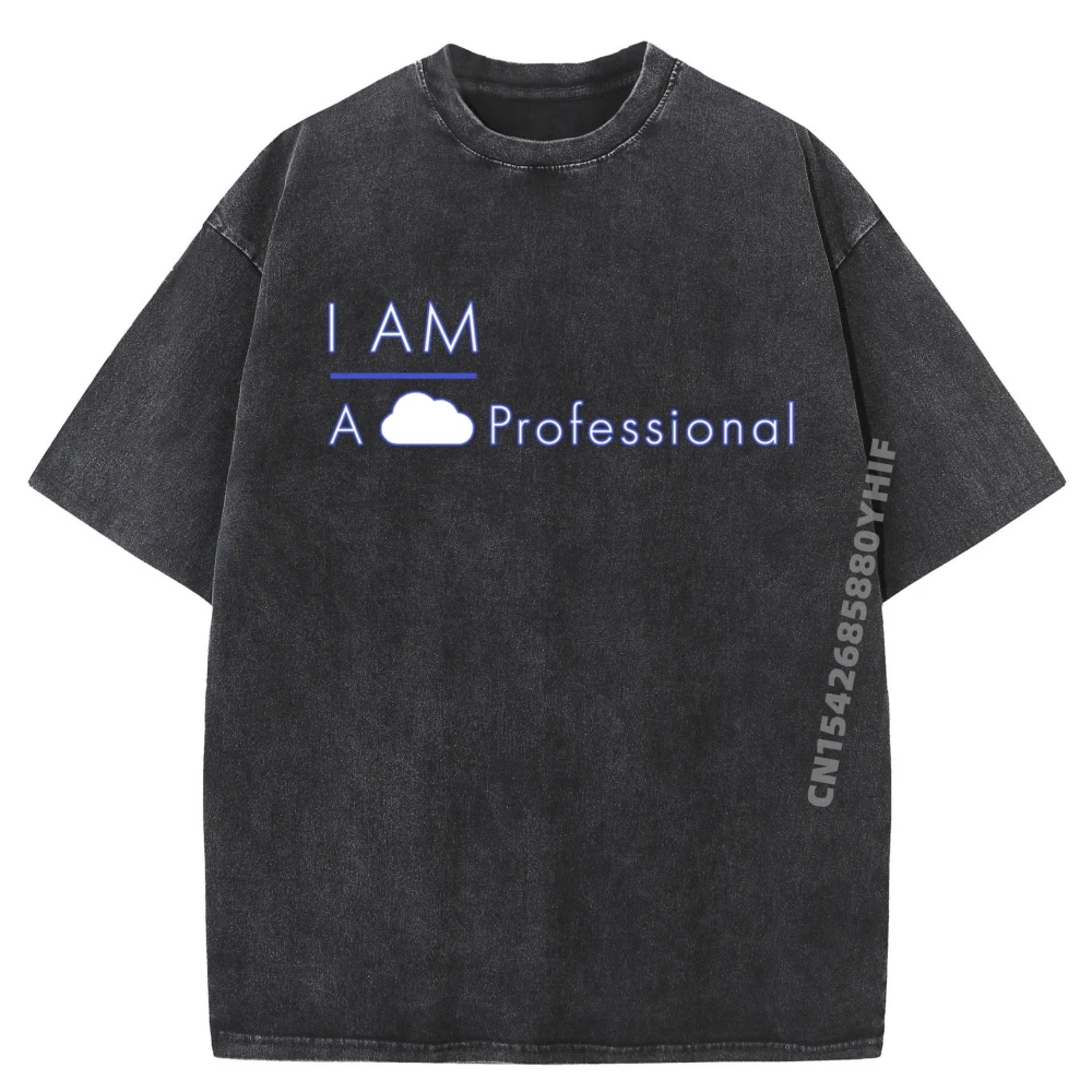 

Retro Female T-Shirt I Am A Cloud Professional Funny Shirt Mens Printed Tops & Tees Casual Washed Shirt