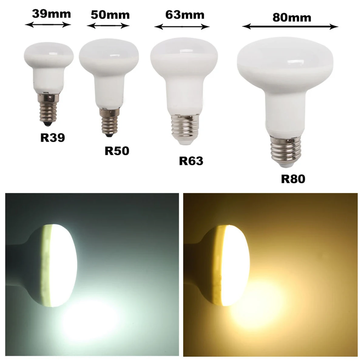 Лампочка E27 Led R39 R50 R63 R80 6w 9w 12w 15w Домашняя лампа без сцинтилляции 6000k люстра 220v Декоративная энергия спальня 5730smd