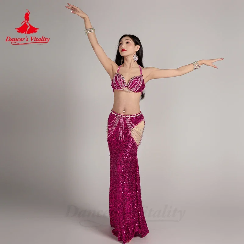 BellyDance Clothing Customized Senior Sequin Tassel Performance Set for Women Oriental Dance Professional Competition Costume