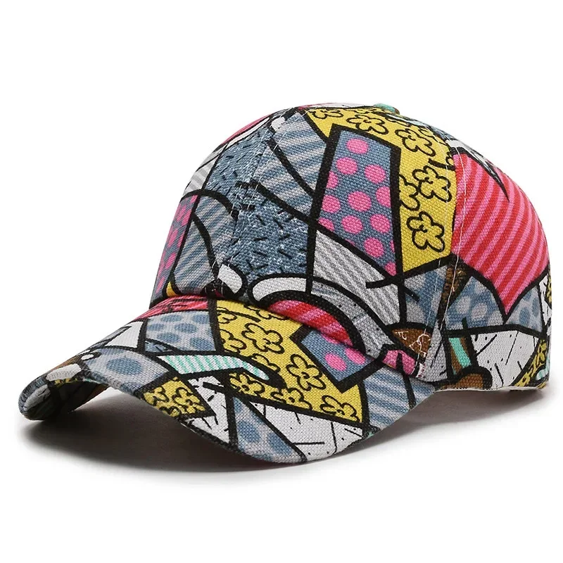 New Women Men Cartoon Print Baseball Caps Female Male Lip Four Seasons Floral printing Snapback Trucker Hat Dropshipping