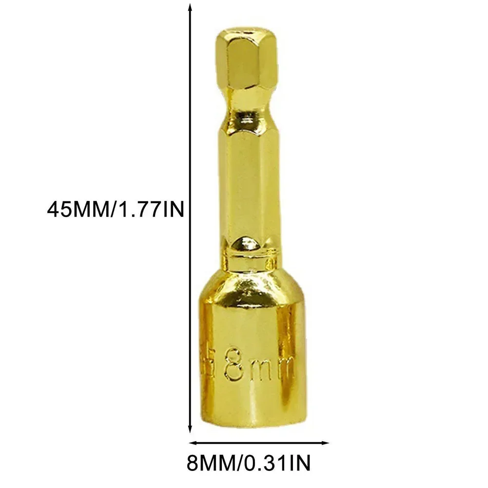 5pcs Hex Socket Adapter  8mm Magnetic Nut Driver  Sturdy and Dependable Tool for Machine Repair and DIY Projects