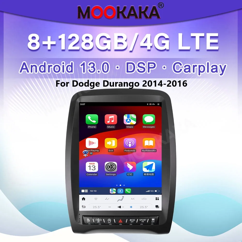 

12,1-дюймовый автомобильный радиоприемник для Dodge Durango 2014-2016 Carplay Android Auto, мультимедийный плеер, GPS-навигация, DSP, стерео экран, головное устройство