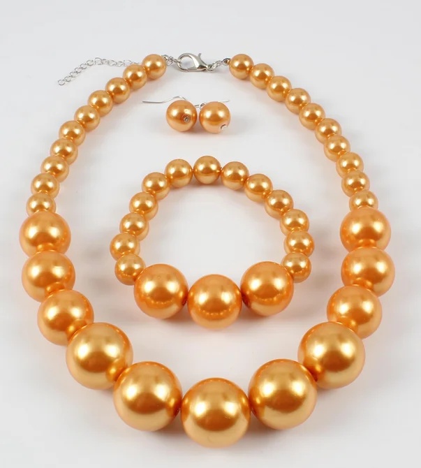 

Set of Stunning 17"11-17mm Natural South Sea Genuine Golden Gold Round Pearl Necklace Bracelet Earring 10259AAA