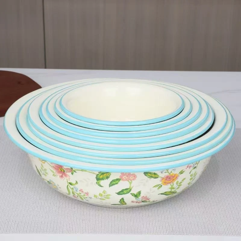 Nuevo Tazón de Esmalte Engrosado con Diseño Floral, Tazón Pequeño para Pasta, Tazón Pequeño para Sopa, Tazón para Lavar Veget...