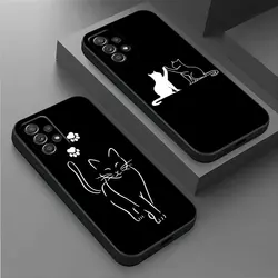 Cat Line For Samsung Galaxy A55 Case A54 A52S A53 5G A51 A34 A35 A33 A32 A50 A72 A71 A30 A7 A9 2018 Cases Soft Cover Black Cats