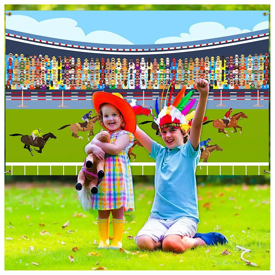 Horse Racing Kentucky Derby Party Wall Poster Backdrop Table Banner Decor Photo Booth for Kids Shooting Birthday Baby Shower