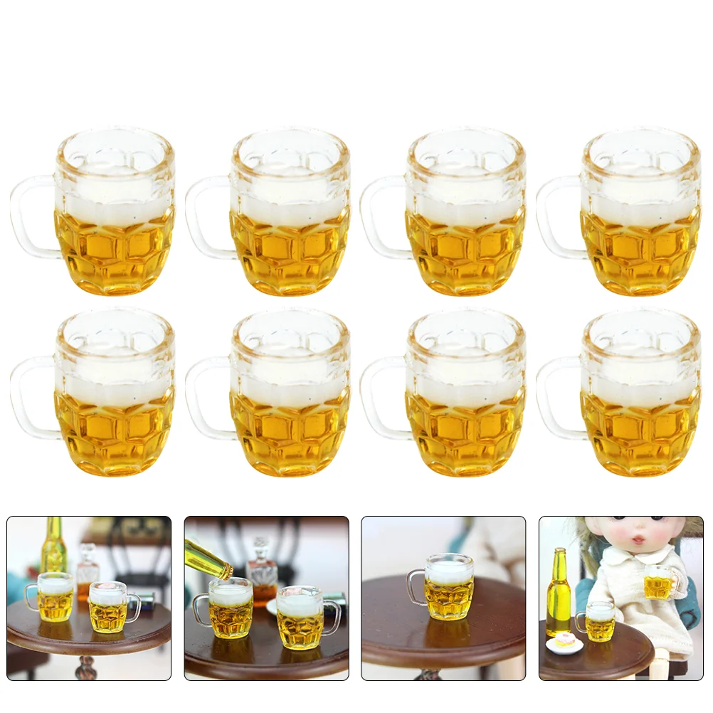 10 Pcs Simulation Beer Mini Mugs Children Miniature Tiny House Prop Adorable Cup Decorations Toy Clear