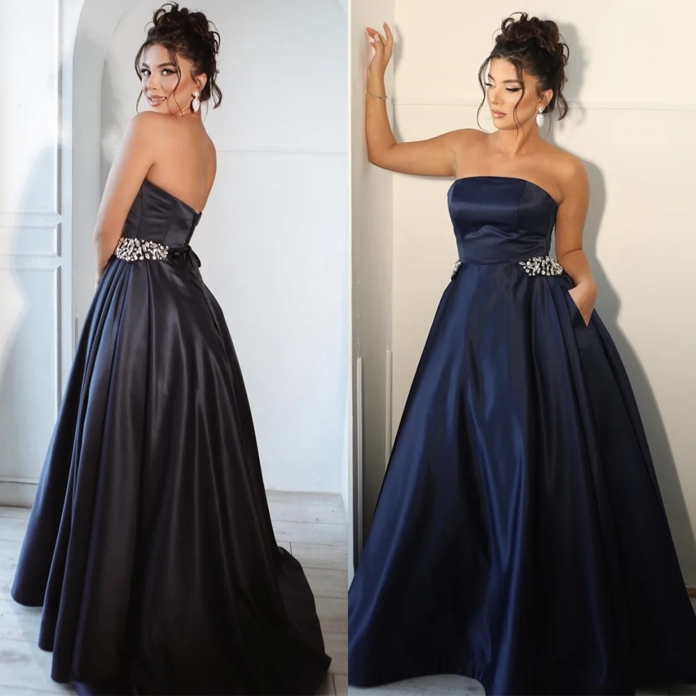 

Customized Charming Satin Evening Dress Exquisite Strapless Sleeveless Homecoming Dresses Luxury Special Occasion Gowns