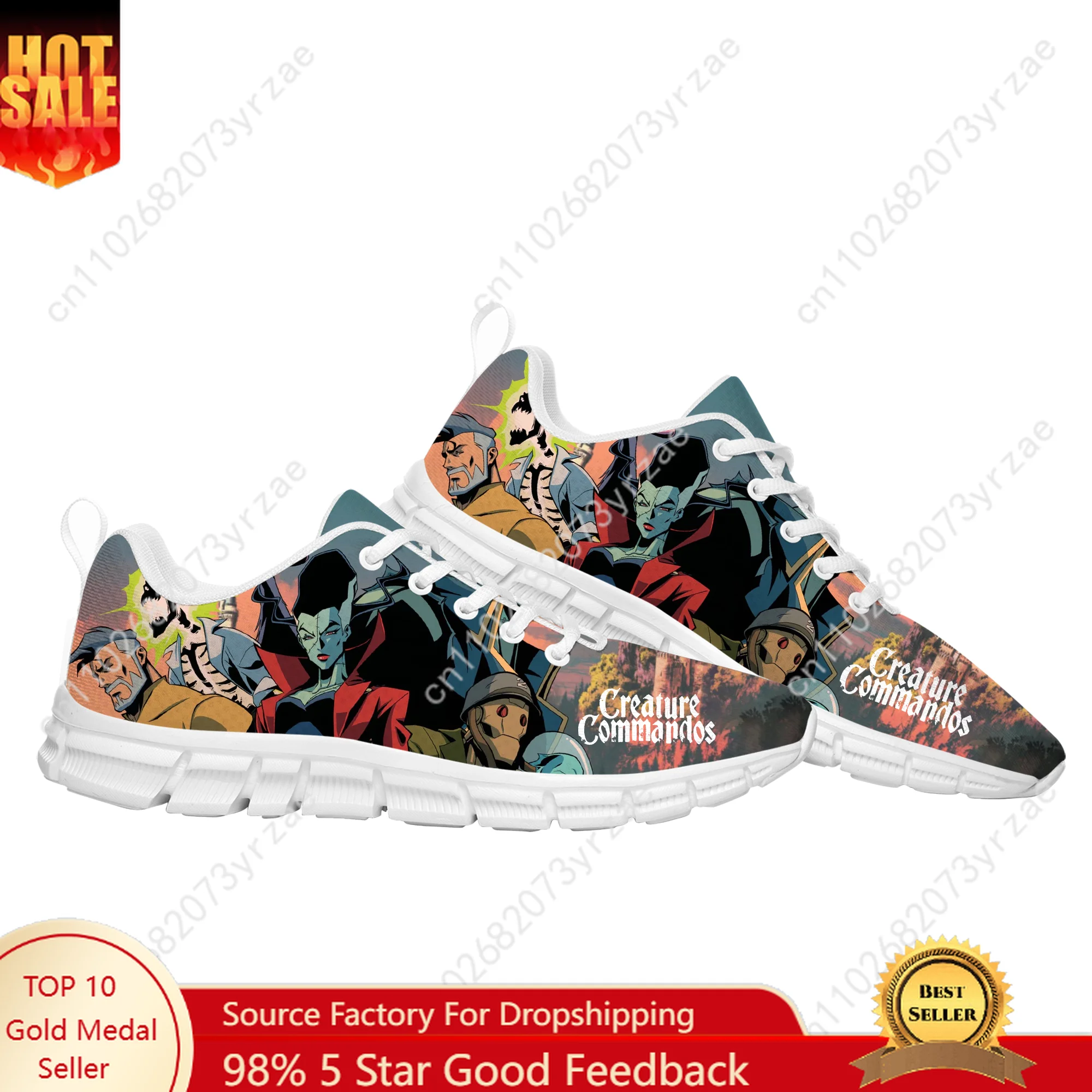 

Кроссовки Creature Commandos, мужские и женские подростковые удобные спортивные туфли, высококачественная повседневная обувь с модным узором, обувь на заказ