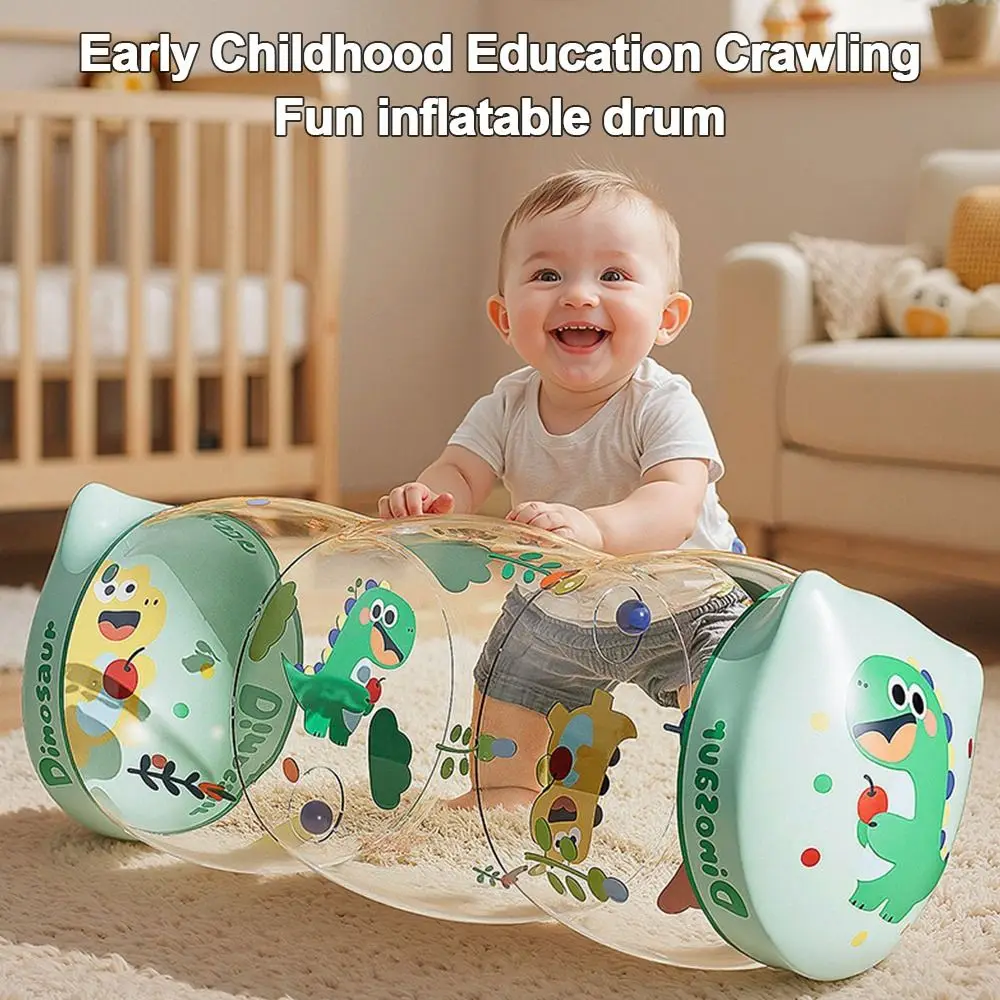 PVC Inflatable Crawling Roller Sensory Activity Stimulating Fitness Roller Toy Interactive Dinosaur Printed