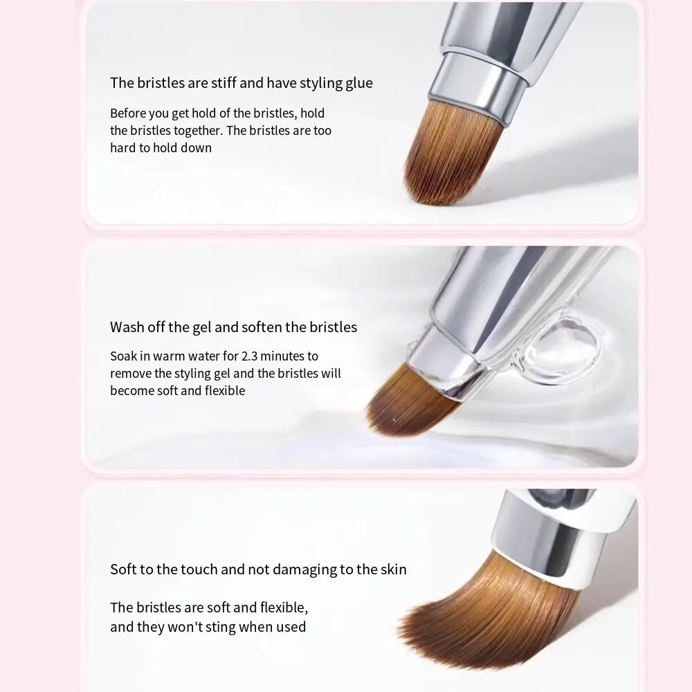 Retractable Double-headed Lip Brush Dustproof Metal Handle Makeup Brush Lip Liner with Protect Cap Lipstick Smudge Brush Mini