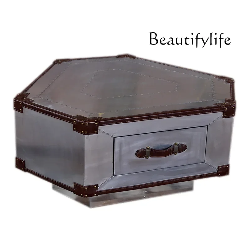 N44 Bar coffee table bar club coffee designer hexagonal trapezoidal aluminum leather rivet metal