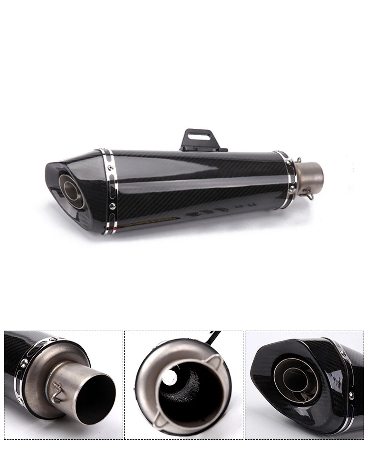 REALZION Motorcycle Carbon Fiber High Temperature Resistant Conical Round Mouth Exhaust Pipe Muffler 51MM For Universal