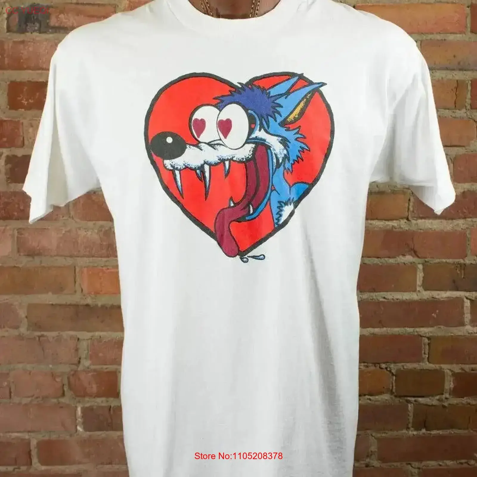 The Jesus Lizard 90s You Idiot Cartoon Dog short sleeve white shirt KV21180 vintage Washed graphic fashion Versatile Stretched