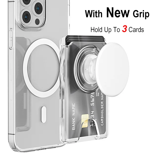 Grippopso NEUE Universal Magnetische Karte Halter Mit Silikon Griptok Für Magsafe Fall Pop Solide Brieftasche Buchse Magnet Slots Abdeckung 8