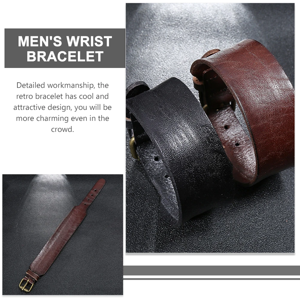 

2Pcs Men Bracelets Vintage Punk Wristbands Personalized Fashion Wrist Decoration for Daily Wear Special Gift