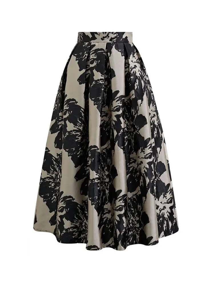 

Spring and Autumn New Women's Half Body Skirt, Retro Jacquard High Waist Fashionable French Commuter Long Dress