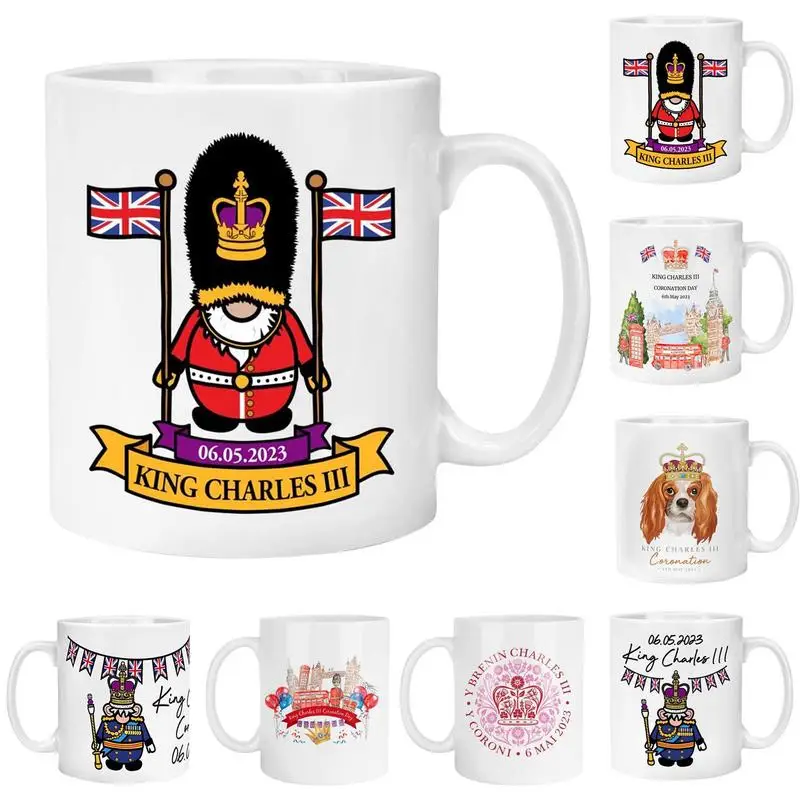 350ml King Charles III Ceramic Mug 2023 King Charles III Coronation Coffee Mug Union Jack Keepsake Souvenirs Gifts Tea Cup