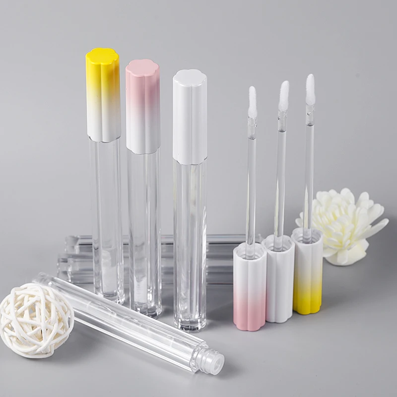 

Lip glaze bottle Empty Plum blossom Transparent Gradient Pink Yellow Lip gloss tube 2.5ml Lip honey tube Repack tube Container