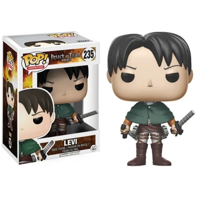 FUNKO POP     Figuras de acción de anime más nuevas Attack On Titan Levi # 235 figuras de vinilo modelo colección juguetes para niños regalos