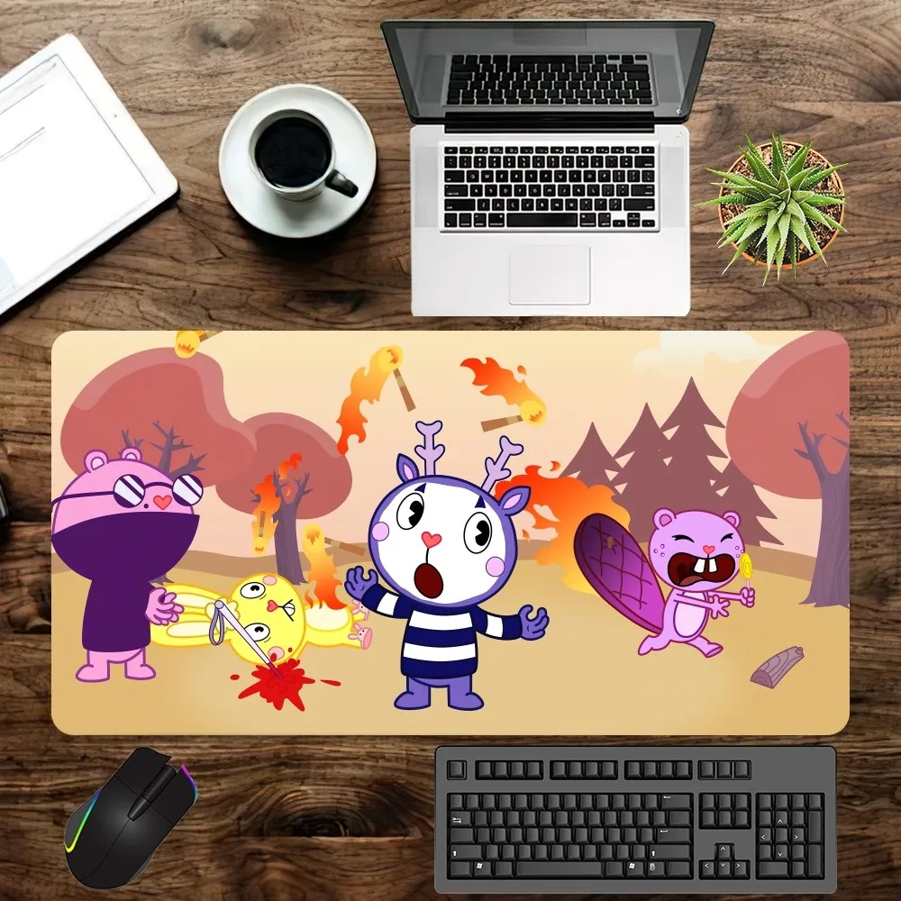 Cartoon H-Happy Tree Friends Mouse Pad office Large Small Computer pc Keyboard Mouse Rubber Game Anti-Slip Mice Mat big