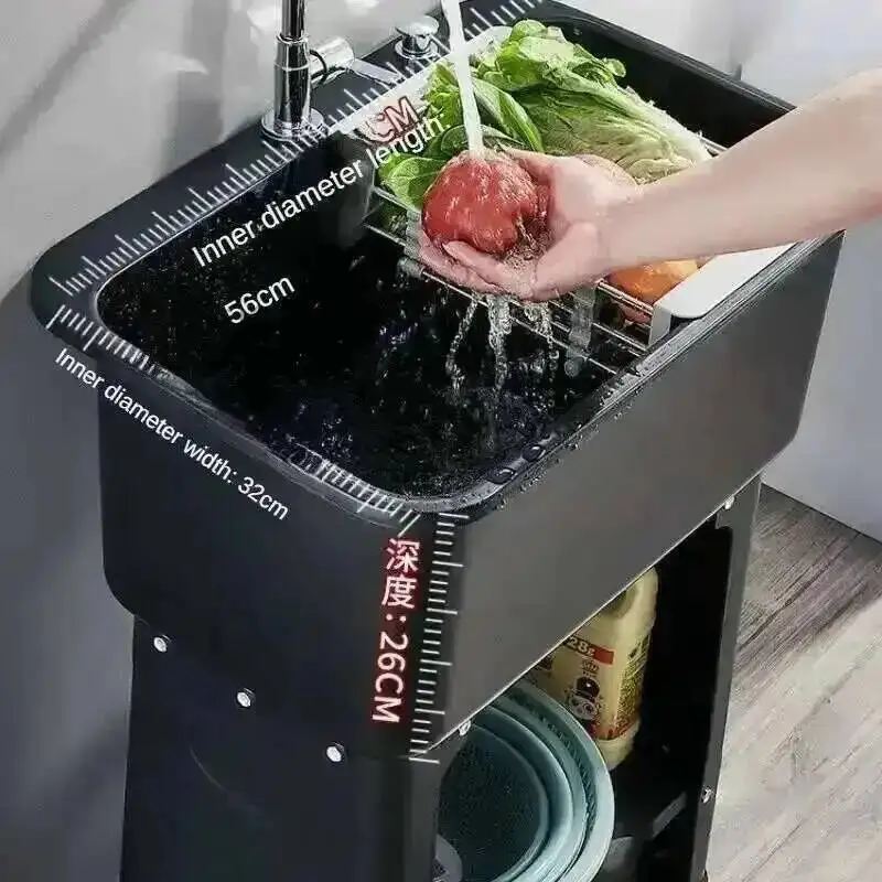 Vegetable Sinks Plastic Home Kitchen PP Sink Minimalist Commercial Kitchen Accessories Floor-standing Large Sinks for Kitchen