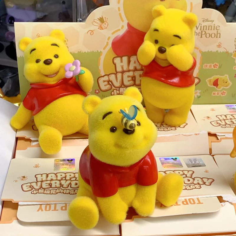 Genuine Blind Box Winnie The Pooh Mysterious Surprise Figure Winnie The Pooh'S Happy Everyday Series Flocking Doll Gifts Xmas