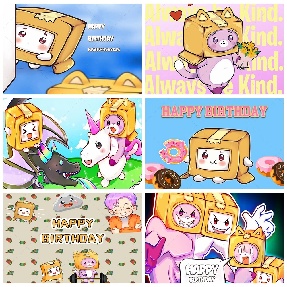 

Lanky Box Theme Kids Birthday Party Decorations Photo Booth Backdrop Custom Kids Baby Shower Banner Background Props Banner