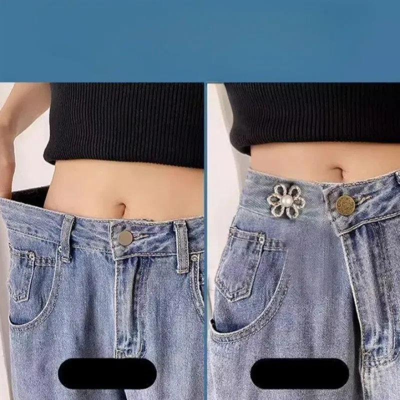 No Nail Needed Waist Buckle Tighten Trousers Button Pants Skirt Shrink Waistline Snap Button Retro Metal Flower Waist Tightener