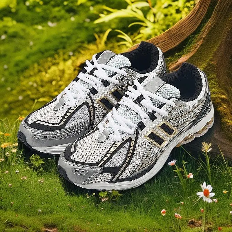 موديلات الخريف والشتاء للرجال والنساء أحذية أبي فضية على شكل حرف N 1906 أحذية جري رياضية للزوجين كاجوال