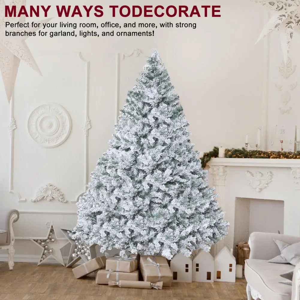 

6.9ft White Flocked Artificial Christmas Tree, Snow Christmas Holiday Pencil Tree, Winter Party Decoration with Realistic Branch