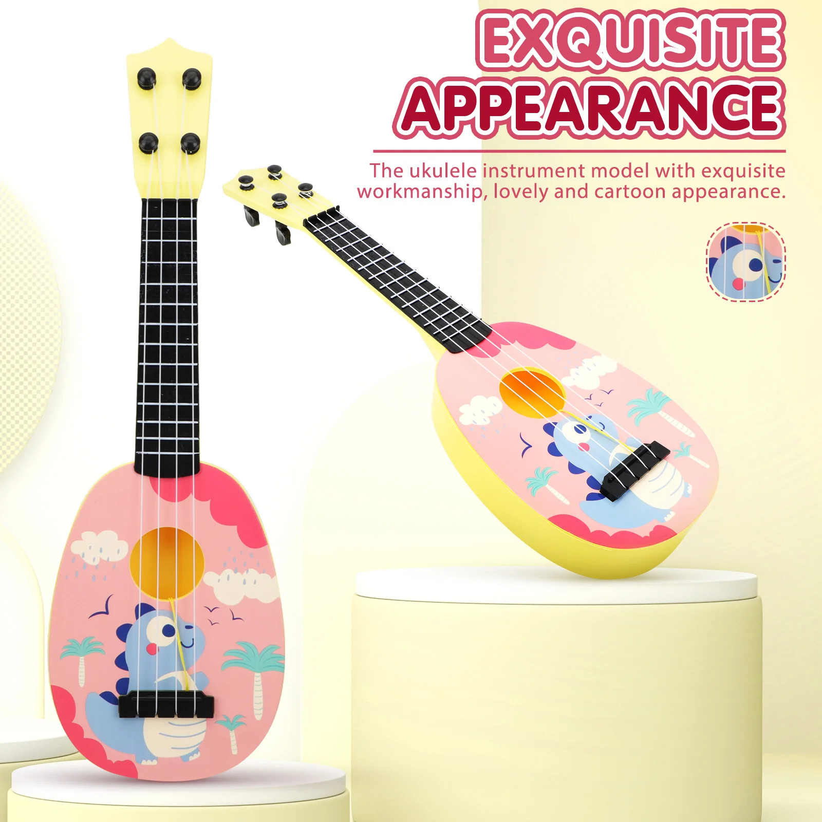 มินิดนตรีของเล่นเด็กของเล่นเพื่อการศึกษาจําลอง Ukulele Instruments การเรียนรู้แบบพกพา