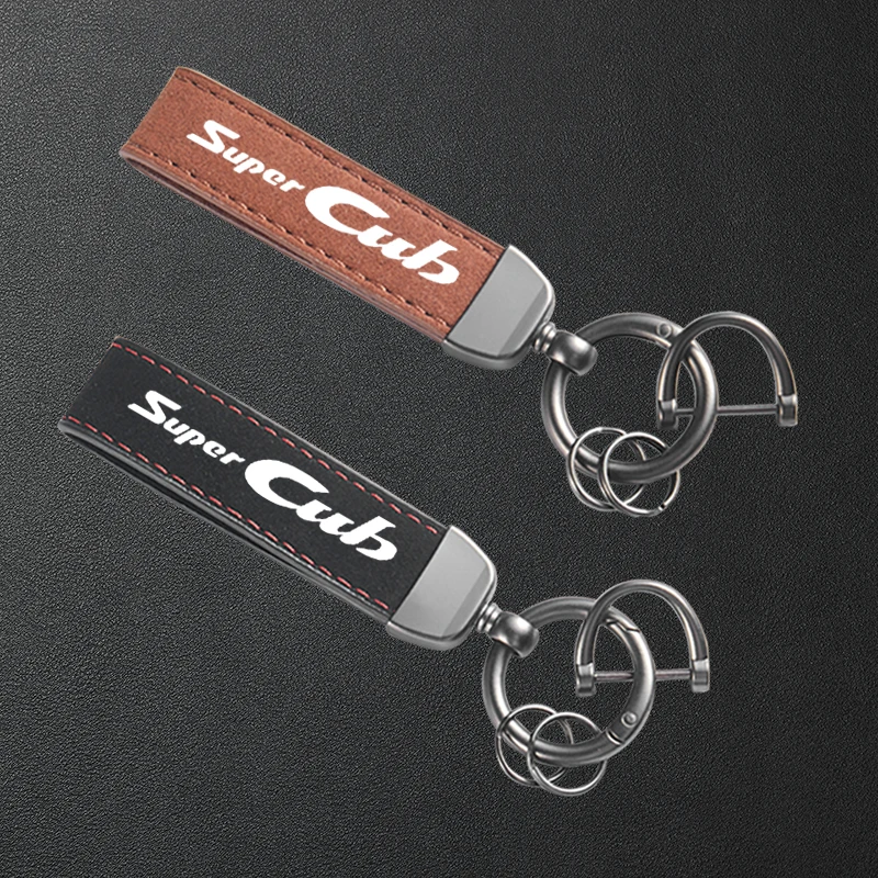 

For Honda Super CUB C70 90 110 C125 Motorcycle Keyring High-Grade Leather Suede Keychain Accessories