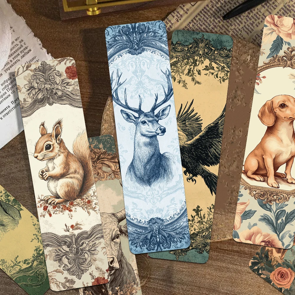 30pcs Vintage Classical Animals Bookmarks Reading Pages Books Labeled Stationary Supplies DIY Aesthetic Bookmark Students Gifts