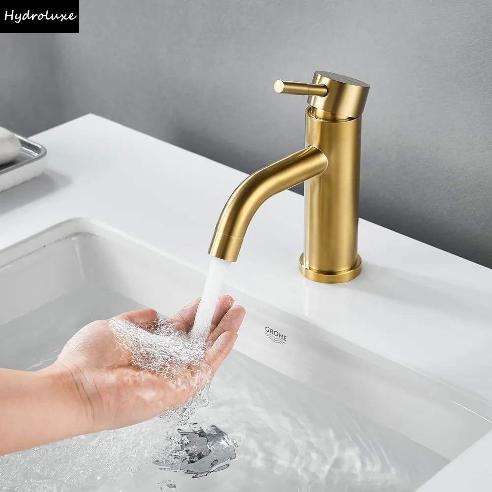 

Bathroom Faucet Single Hole Brushed Gold Toilet Sink Faucet Hot & Cold Mixer Taps Stainless Steel Commercial Basin Water Faucet