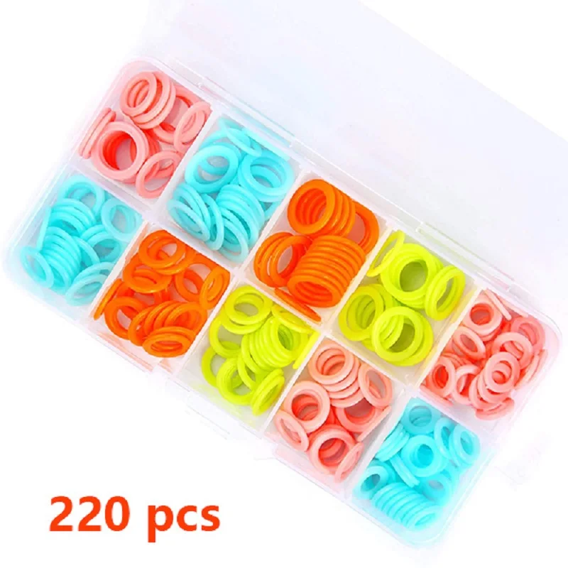 180/220Pcs Colorful Knitting Stitch Markers Rings Knitting Crochet Locking Rings with Portable Storage Box for Sewing Handcrafts