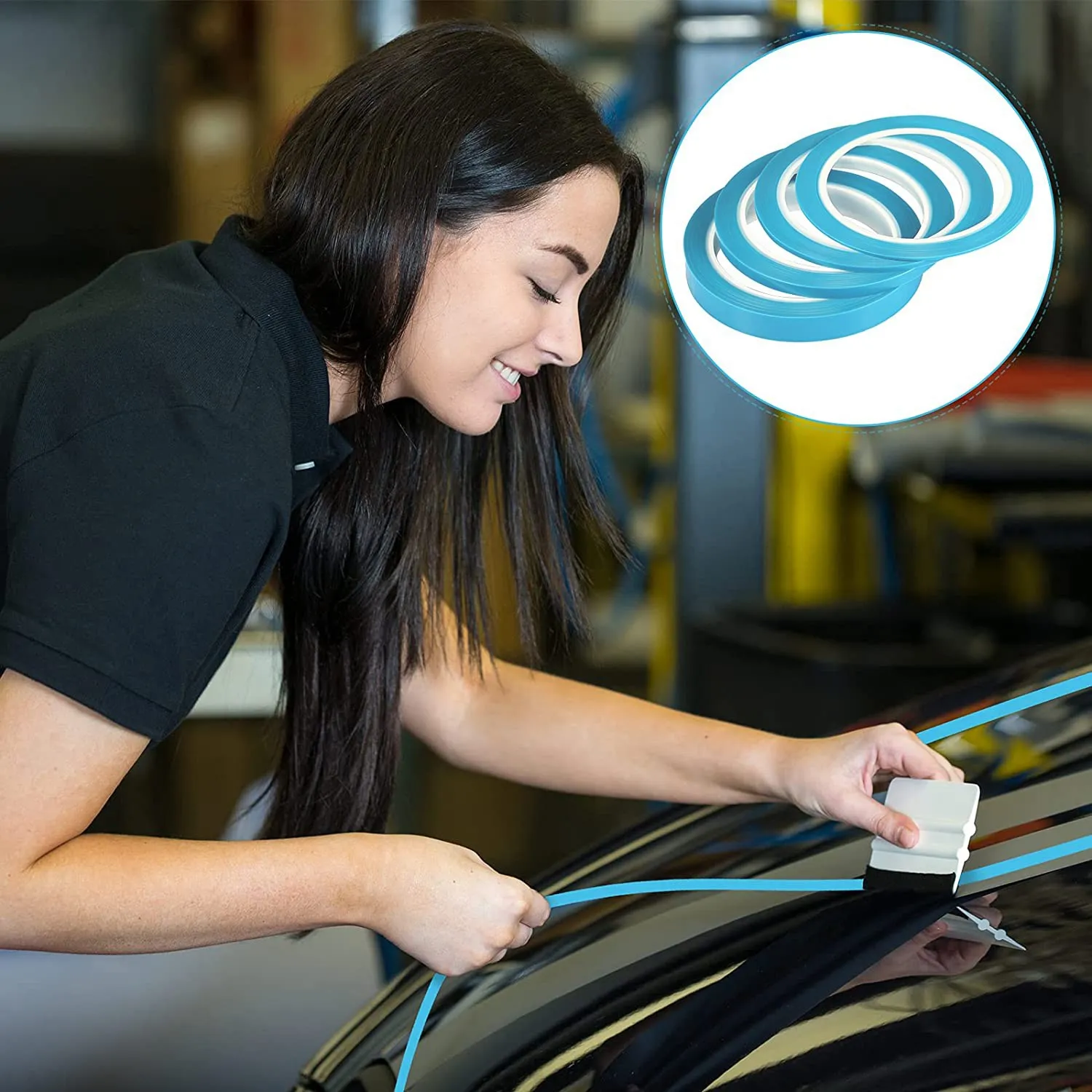 Fine Line Tapes 1/8 Inch 3mm Vinyl Fine Line Masking Tape for Curves Automotive Car Painter, 33 Meters for Each Roll TQ