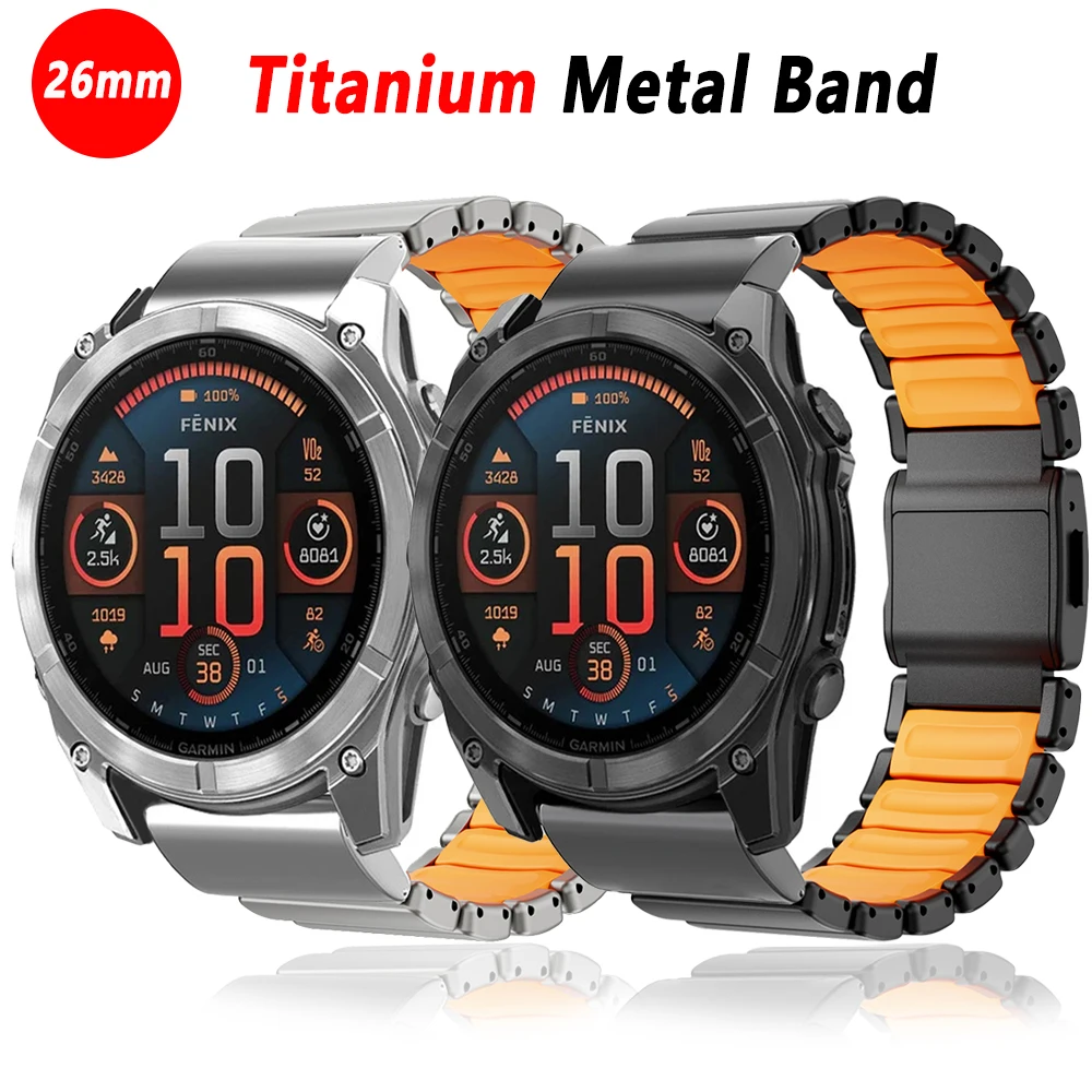 

Титановый металлический ремешок 26 мм для часов Garmin Enduro 3 2 Fenix 8 7X Pro 51 мм Fenix 6X Мужской роскошный ремешок на запястье для Garmin Tactix 7 Pro