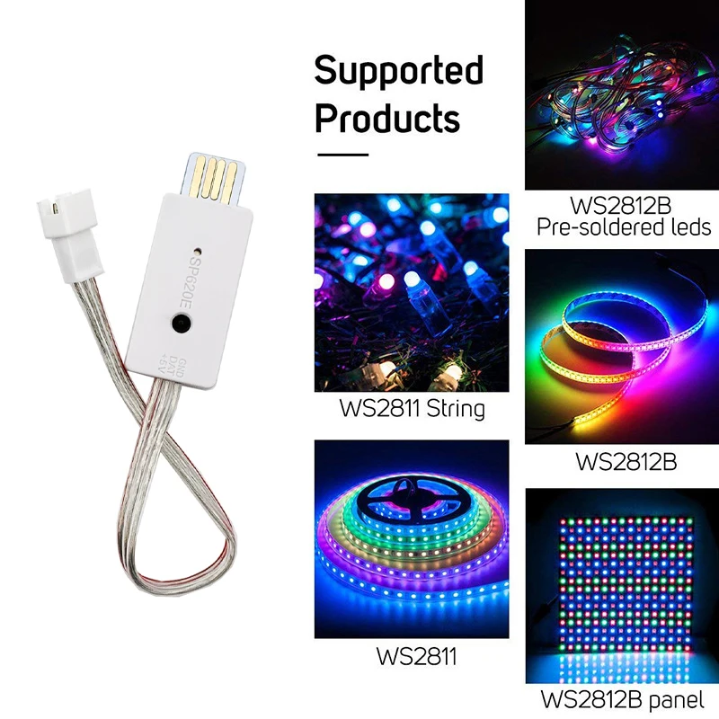 SP620E USB Bluetooth Music Pixel LED Controller 5V Smart dream Color WS2812B luci di striscia indirizzabili RF Wireless Remote Dimmer