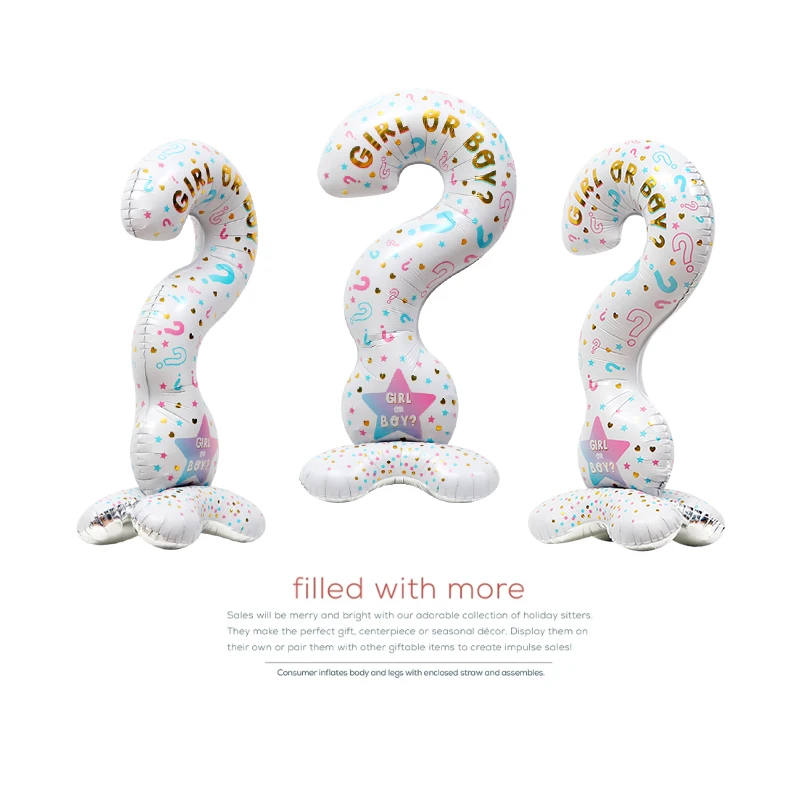 (1Pc) Gender Revealing Engagement Party Decoration Props Photo Background Balloon 4D Three-Dimensional Standing Question Mark Baby Big Balloon