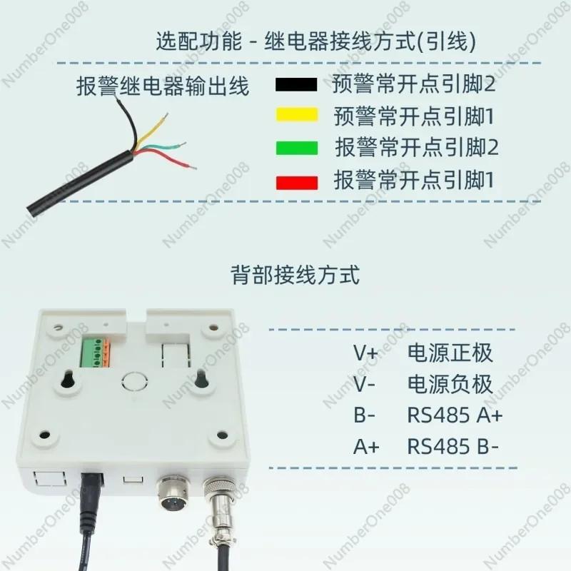 LED Duct Air Velocity Sensor with Alarm, 485 Wind Monitoring Transmitter, Micro Wind Display for Airflow Detection