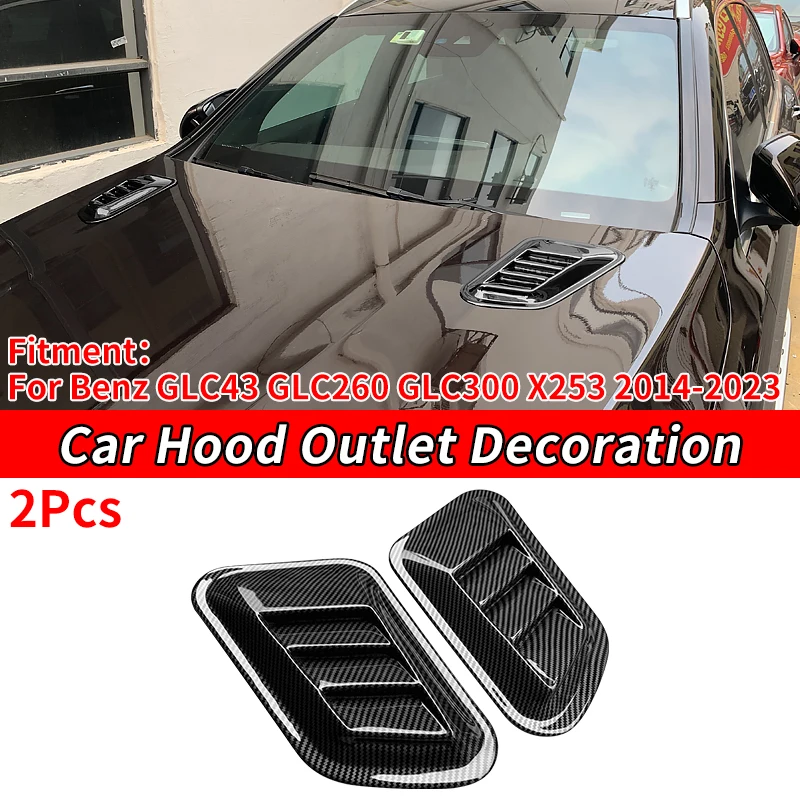 Car Decorative Cell Air Flow Intake Hood Scoop Bonnet Vent Cover Stickers Styling For Benz GLC43 GLC260 GLC300 X253 2014-2023