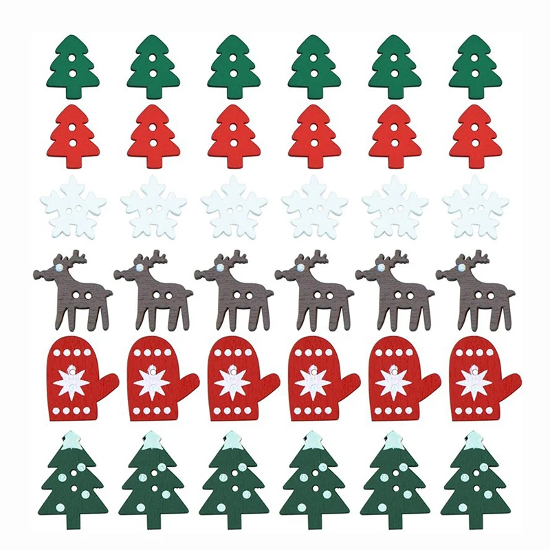 

(50 Pcs/pack)Mini Christmas Tree Glove Chip Mixed Decorative Wood Chips Christmas Hanging Decoration Colorful Elk Gift Label DIY