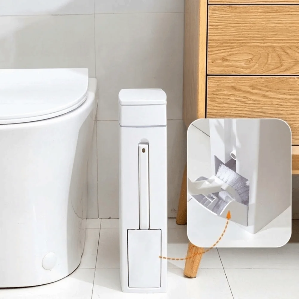 Hidden Bathroom Trash Can Space Saving Push To Open Lid Waste Can Rectangular Odor Blocking Ultra-slim Trash Can Powder Room