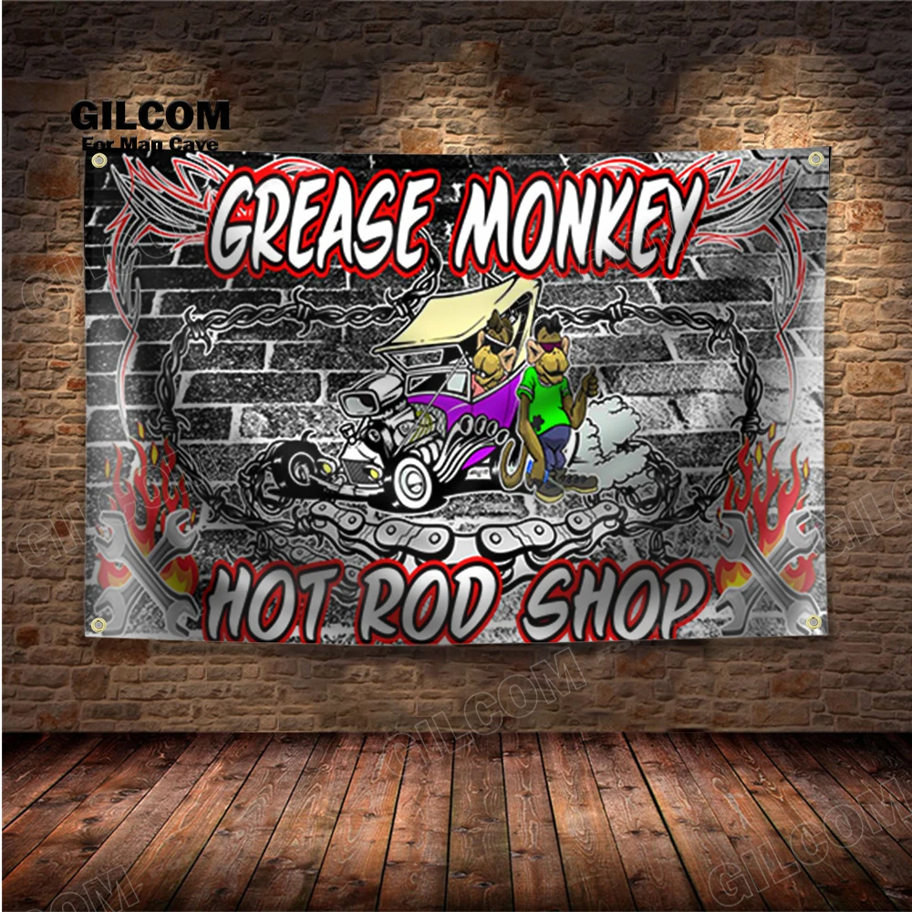 Garage Banner Flag Street Rod Automobile Motor Vehicle Car Poster Wall Art Decor Advertisement   Sign Pub Club Bar Decor