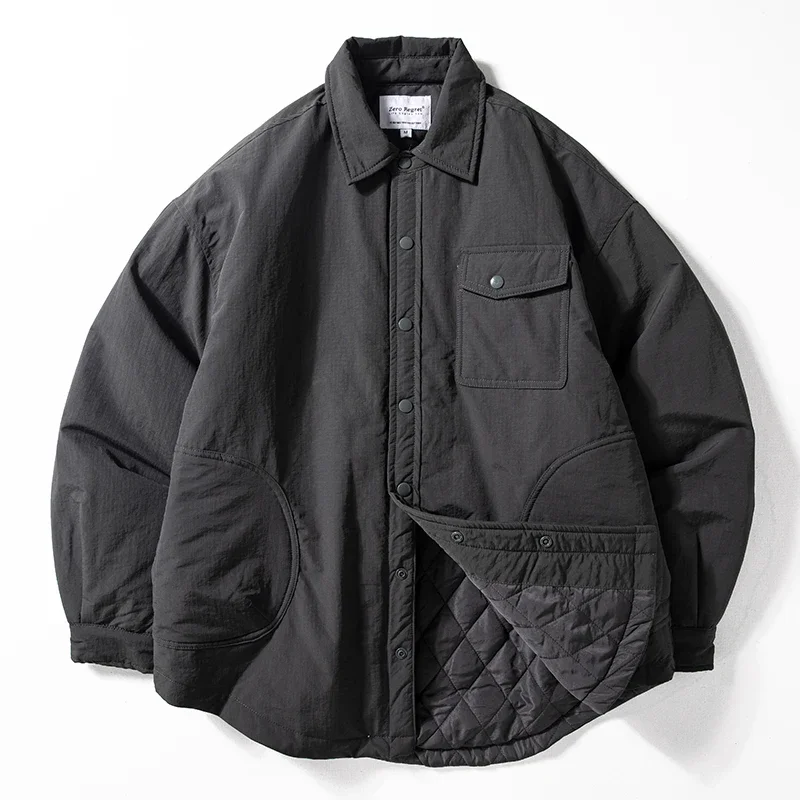 

Men's Casual Cotton Jaet Autumn Winter New Sle Stuffed Polyester Fiber Windproof Waterproof Loose Fit Warm Turn-down Collar