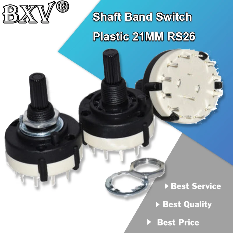 1PCS RS26 Axis Band Switch Plastic 21MM 4 Pole 3 Position Rotary Band Switch 2 Pole6 Position 1 Pole12 Position Switch 