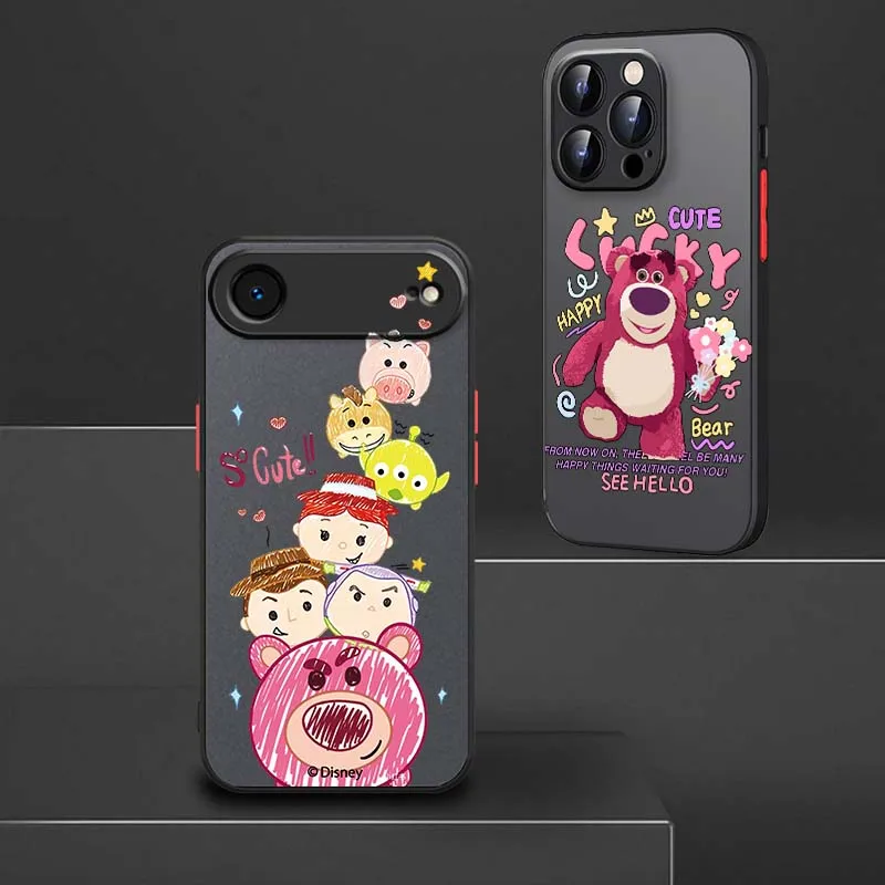 

Disney Strawberry Bear Cute For Apple iPhone 17 Air 16 15 14 13 12 11 XS X Pro Max Plus Frosted Translucent Phone Case