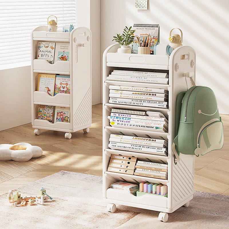 

Children's Plastic Storage Organizer Bookshelf Children Wardrobe Desk Side