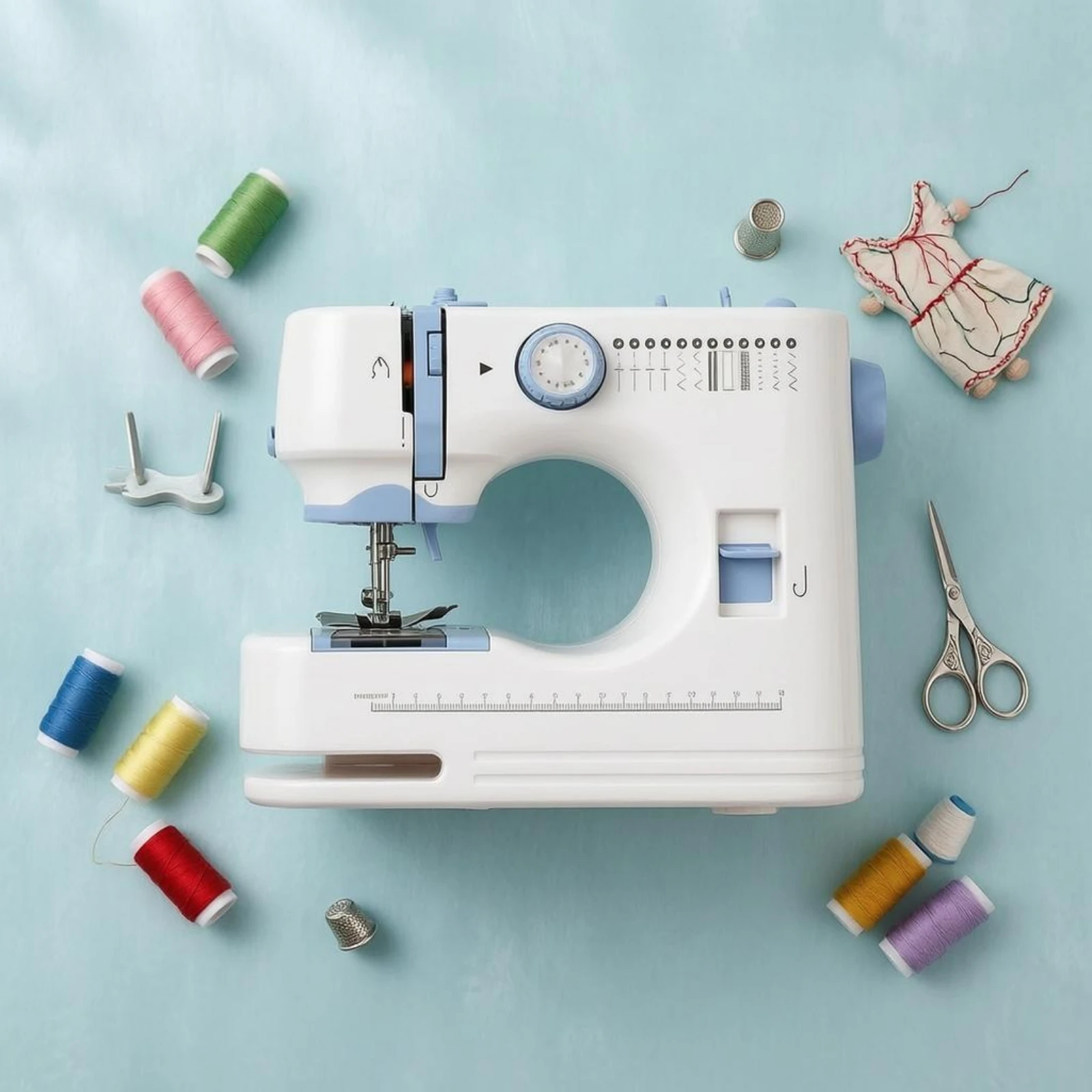 

Electric Sewing Machine Stitch Selector Selector Knob Tabletop Sewing Machine Home Tool White and Blue Backward Stitching